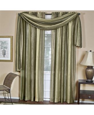 Royal Ombre Crushed Semi Sheer Complete 3 Piece Window Curtains and Scarf Set - 42 in. W x 84 in. L, Sage