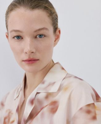 Women's Floral-Print Cotton Pajama Top