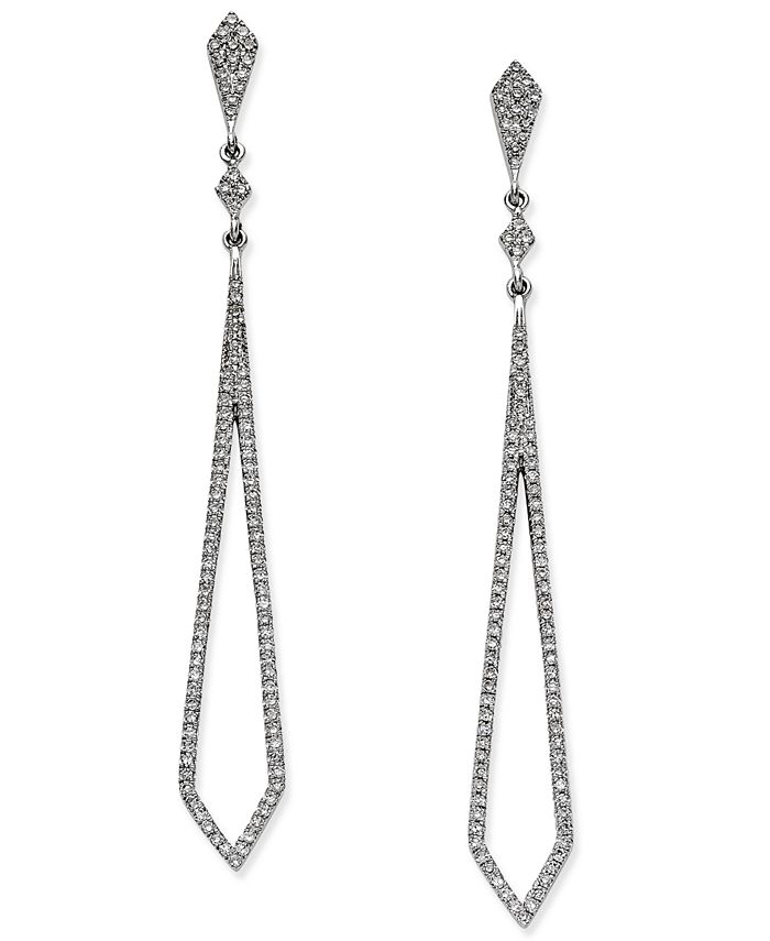 Macy's Diamond Pavé Geometric Drop Earrings (1/3 ct. t.w.) in 14k White ...