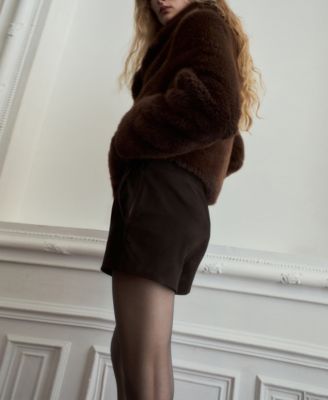 Women's Zipper Suede Shorts