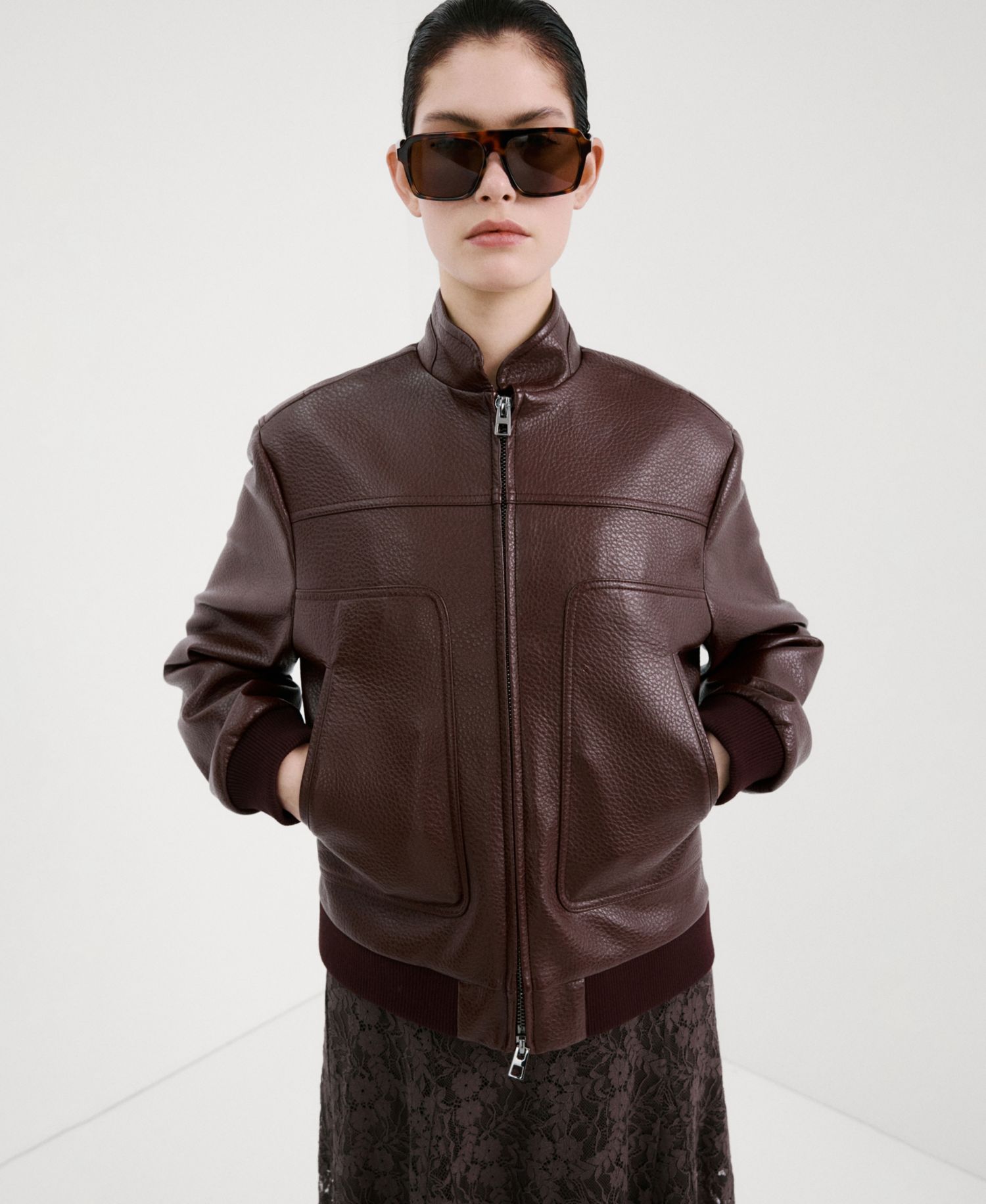 Women's Pockets Collarless Jacket