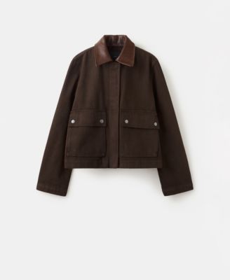 Women's Contrasting Collar Denim Barn Jacket