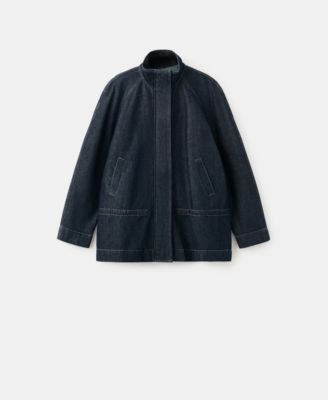 Women's Gathered-Waist Denim Parka