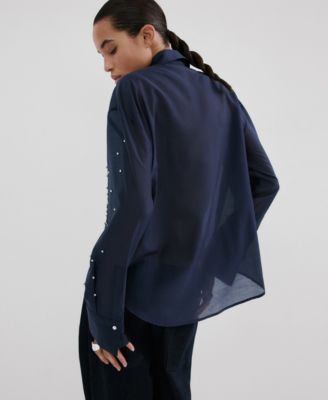 Women's Rhinestones Lyocell Shirt