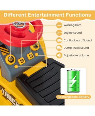 6V Kids Ride On Excavator Fun Digger with Folding Basketball Hoop