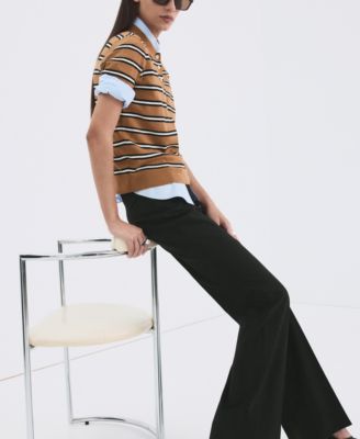 Women's Striped Polo-Neck Sweater