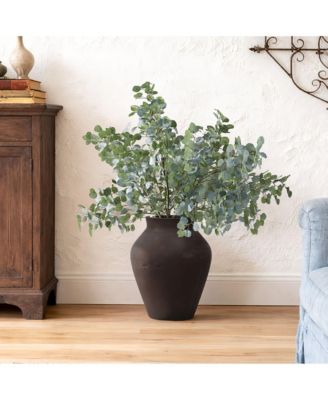 16" Brown Floor Vase, Cement Rustic Vases for Flowers, Large Vases for Decor Living Room, Decorative Flower Vase for Home Decor