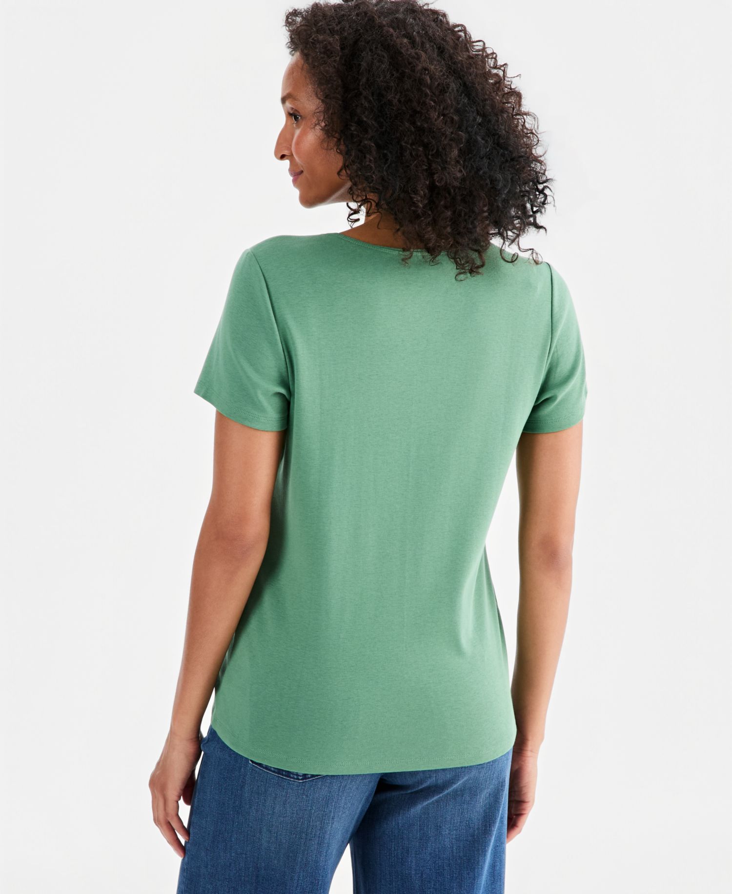 Petite Cotton Scoop-Neck Short-Sleeve Top