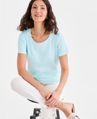 Women's Printed Short-Sleeve Scoop-Neck Top