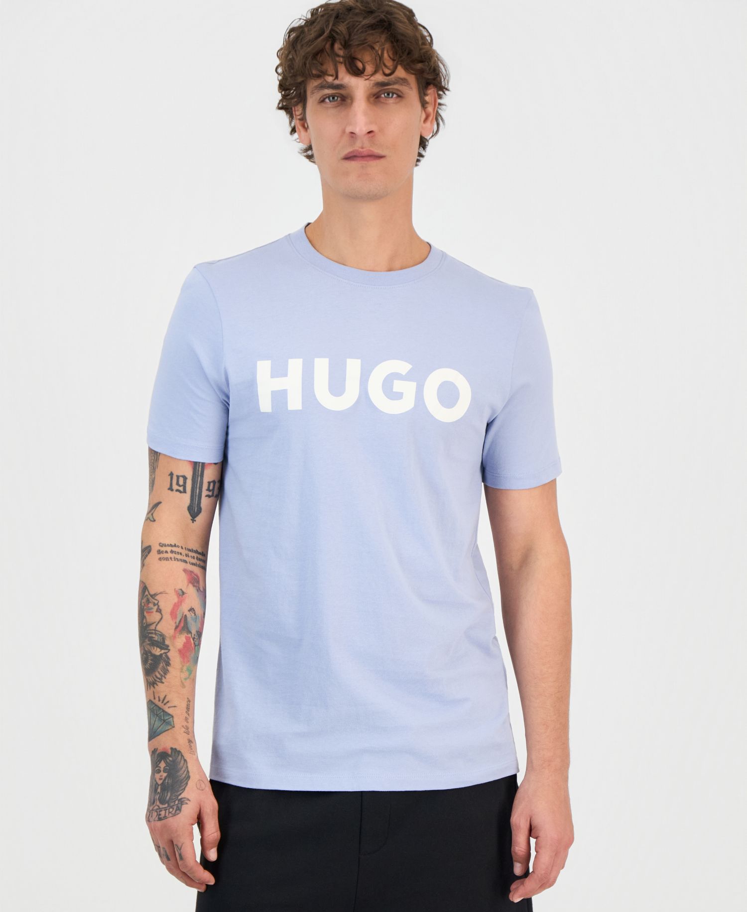 Мужская хлопковая футболка с логотипом Hugo by Dulivio с круглым вырезом горловины