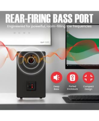 2-Way Bookshelf Speakers, Bluetooth 5.3, 30W RMS Powered Desktop Speakers for Hi-Fi PC Gaming & Music