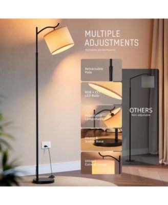 RGB Floor Lamp with Remote App Control Stepless Dimming 3 Color Temperatures Adjustable Height and Shade