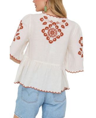 Women's Aubrey V-Neck Embroidered Blouse
