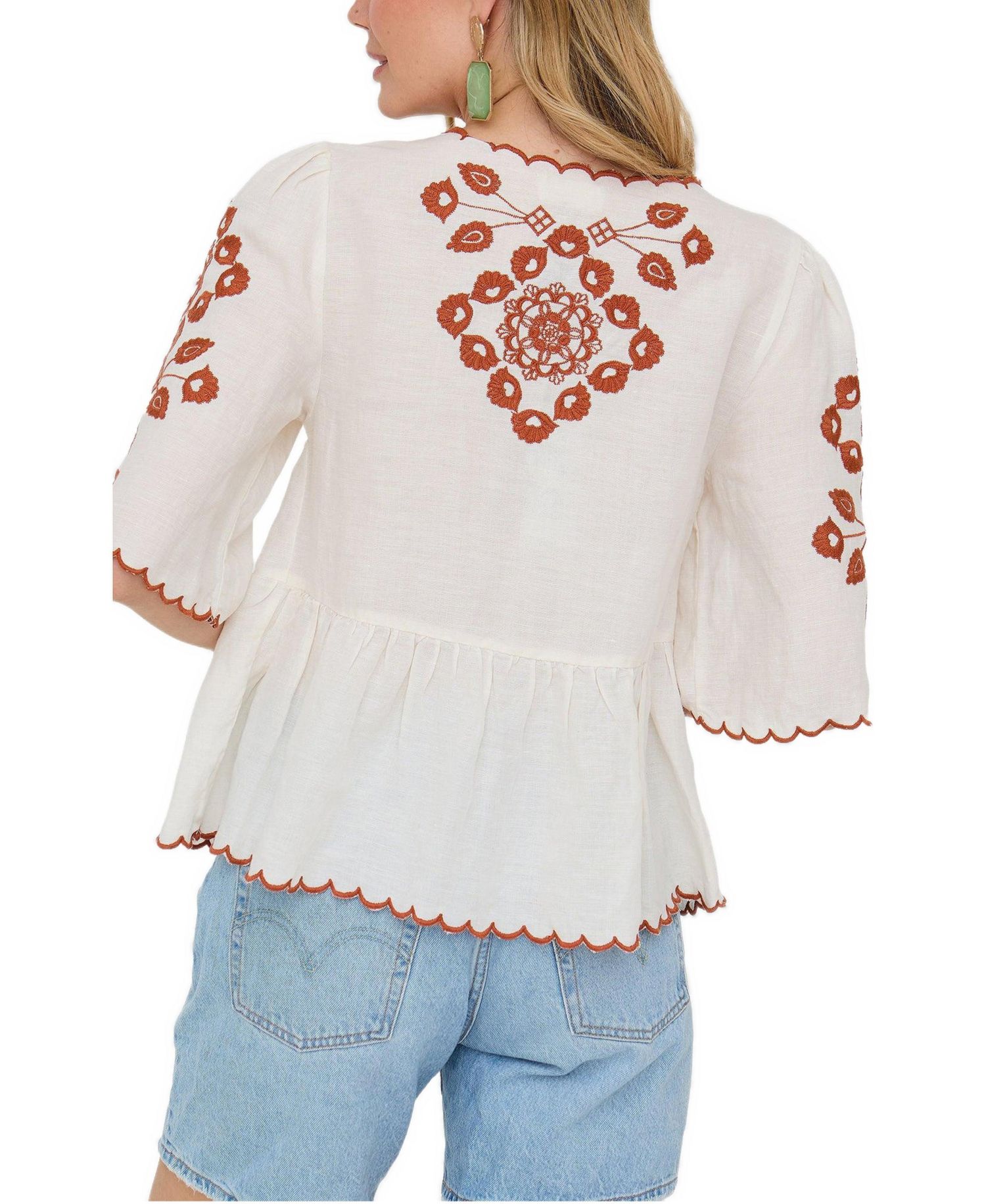 Women's Aubrey V-Neck Embroidered Blouse