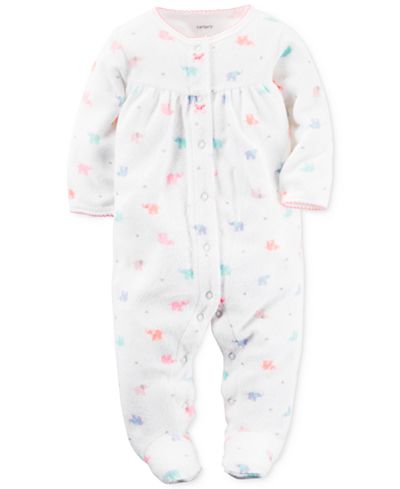 Carter's Elephant-Print Footed Terry Coverall, Baby Girls