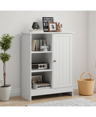 Bathroom Cabinet - Freestanding Storage Cabinet with 1 Cabinet, 3 Open Compartments for Bathroom, Living Room