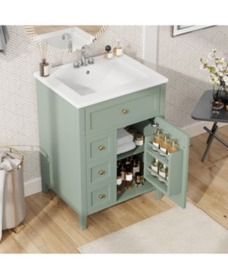 Modern Bathroom Vanity with Sink 3 Drawers Adjustable Shelf Cabinet