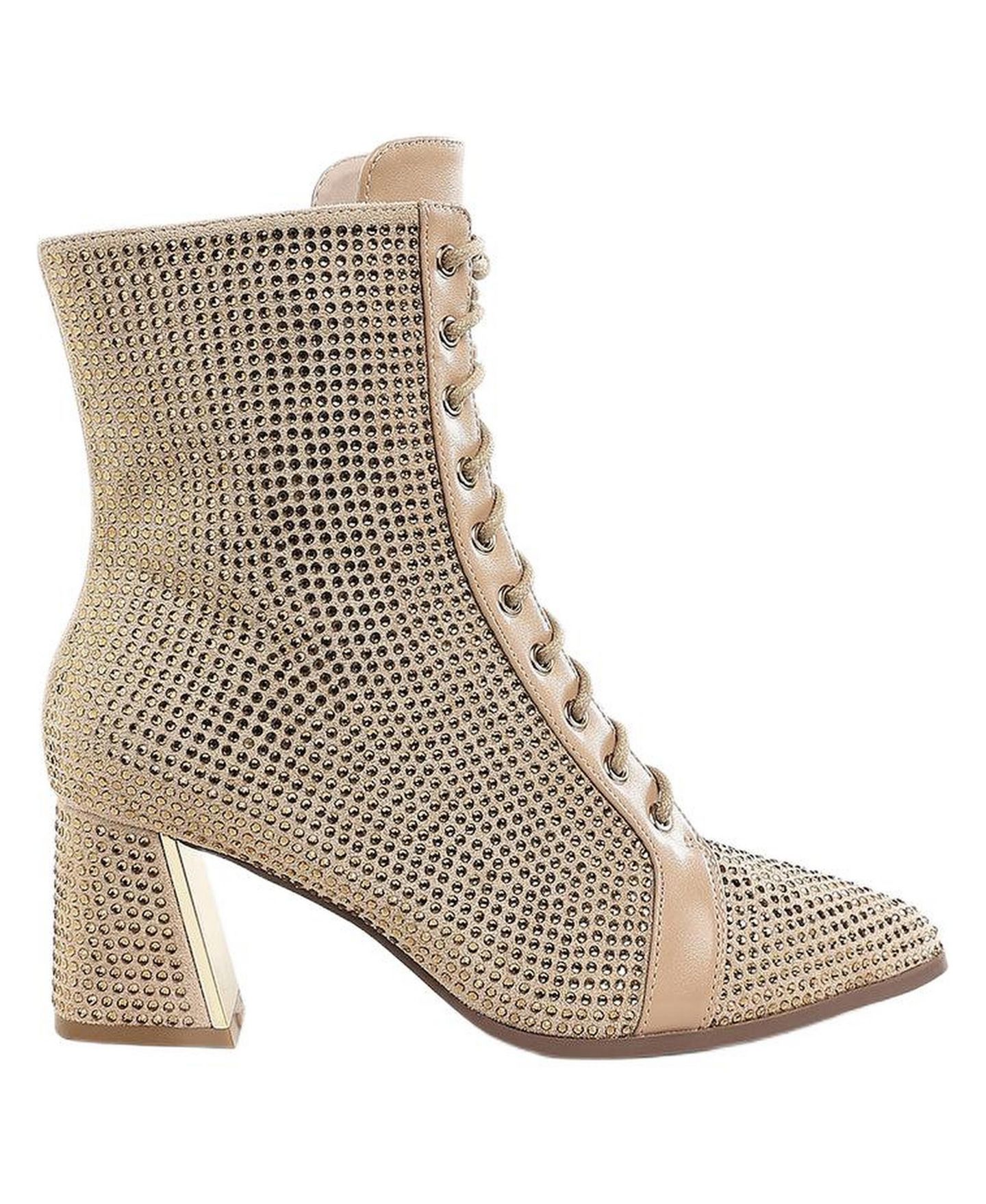 Женские ботинки London Rag Calla Rhinestone Embellished Ankle, цвет: Бежевый — фото 2