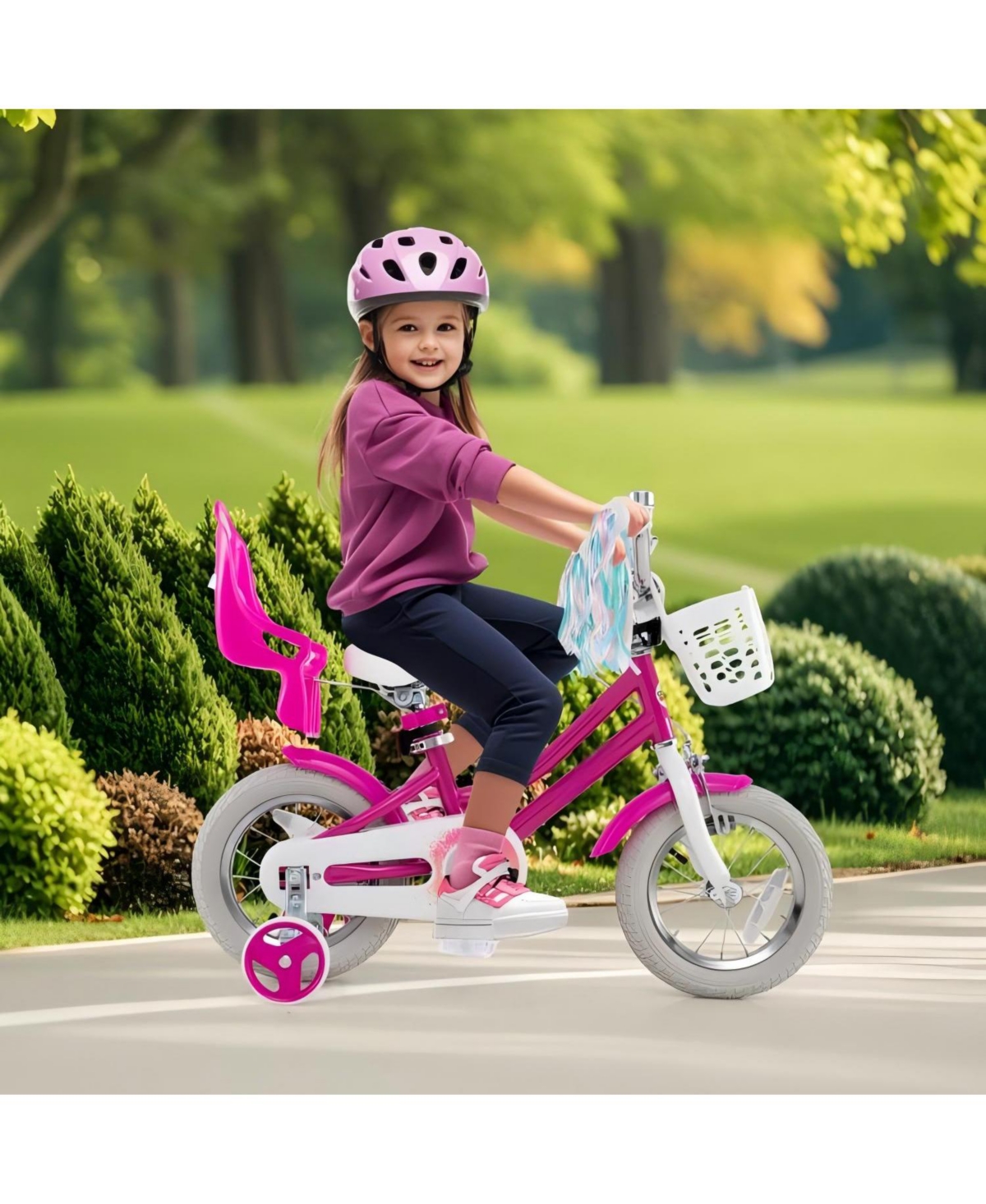 Hongge 12-Inch Kids Bike with Training Wheels and Dual Brakes for Ages 3 to 8