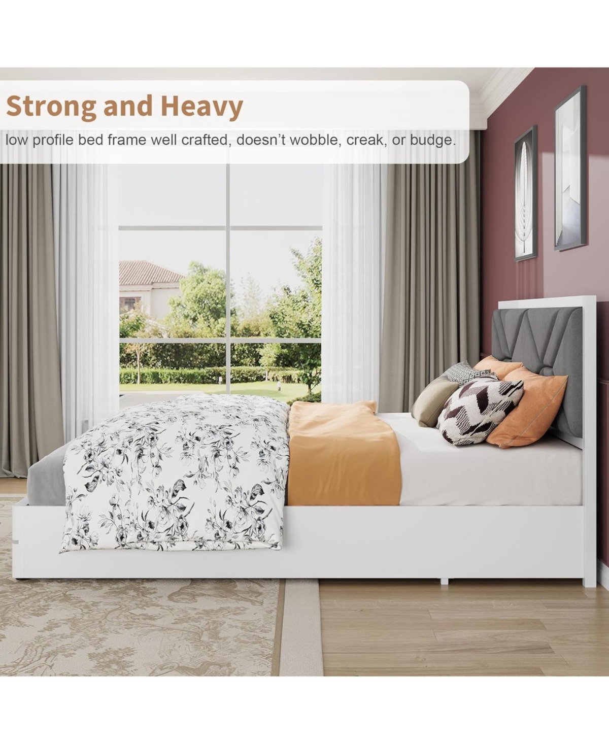 gaomon Led Bed Frame with Storage Headboard & Drawers