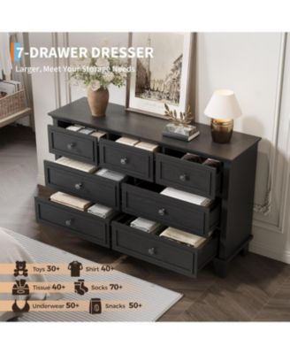 7 Drawer Dresser for Bedroom with Metal Handles