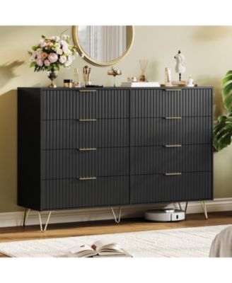 Dresser for Bedroom with 8 Drawers,55'' Wide Modern Chest of Wooden Bedroom Chest with Metal Handle,Clothes Storage Organizer,Dresser TV Stand