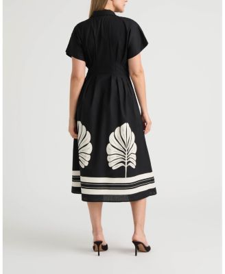 Women's Button Front Pleated Shirt Dress