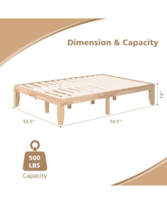 14 Inch Full Size Wood Platform Bed Frame with Wood Slat Support