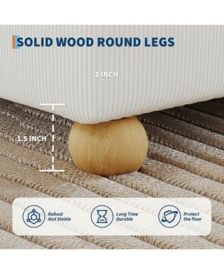 Cloud Bed Frame, Corduroy Low Bed Frame Without Headboard, Thick Fabric Upholstered Platform Bed, Solid Wood Legs, No Box Spring Needed