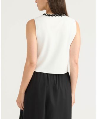 Women's Knit Vest with Beaded Crochet Trims