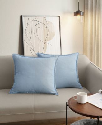 Faux Linen Plush 2-Pack Decorative Pillow Set, 20" x 20"