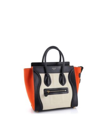 Micro Tricolor Luggage Bag Canvas and Leather