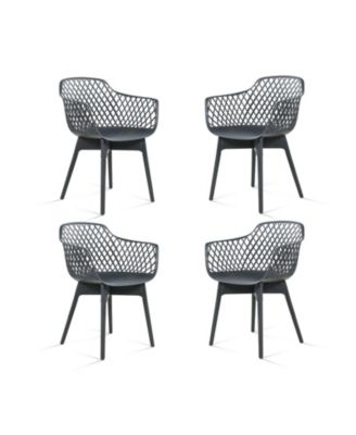 Modern Dining Chairs Set of 4, Weather-Resistant Plastic Cafe Chairs with  Ergonomic Back and Non-Slip Pad, Suitable for Patio, Restaurant