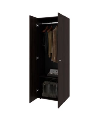 Armoire with 2 Doors 2 Shelves in Wengue Bedroom Storage Cabinet