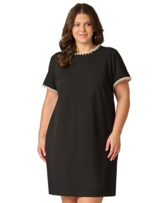 Plus Size Short-Sleeve Crew Neck Short Dress