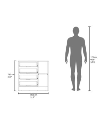 Modern 5 Drawer Dresser Solid Wood Cabinet with Metal Handles for Bedroom Home Office Hallway