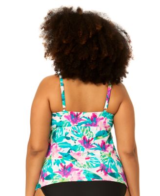 Plus Size Underwire Aries Floral Print Swim Tankini Top
