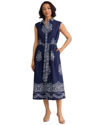 Women's Sleeveless Collared Shirt-Dress