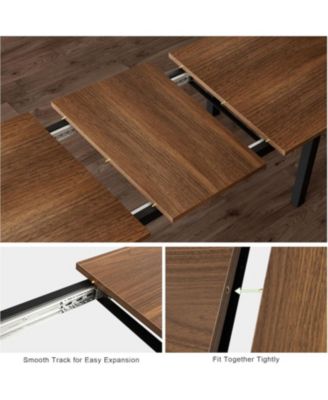 5-Piece Extendable Dining Table Set for 4-8 People,63 Inch Kitchen Table with 2 Benches & 2