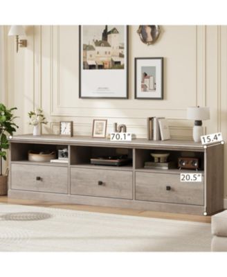 TV Stand for in TV, Entertainment Center with Storage Drawer, Mid-Century Modern TV Console with Open Shelves