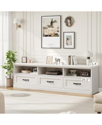 TV Stand for in TV, Entertainment Center with Storage Drawer, Mid-Century Modern TV Console with Open Shelves