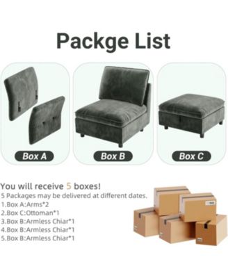 97" L Shape Sectional Couches for Living Room, 3 Seater Sectional Sofa with Movable Ottoman and Pillows