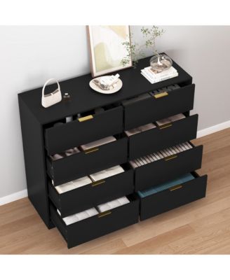 Tall 8 Drawer Dresser 47.2-Inch-Wide Wood for Bedroom Closet Storage