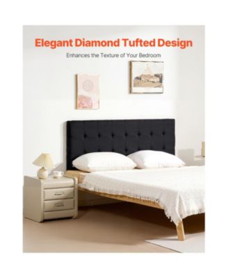 Queen Size Adjustable Height Diamond Tufted Headboard 62.2W x 42.72-54.53H x 2.76D inch