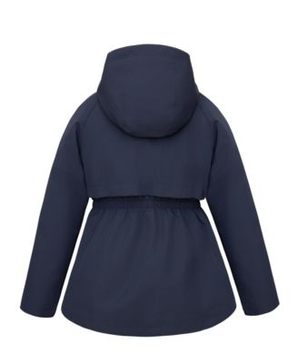 Girls Trench Coat Hip-Length Hooded Jacket