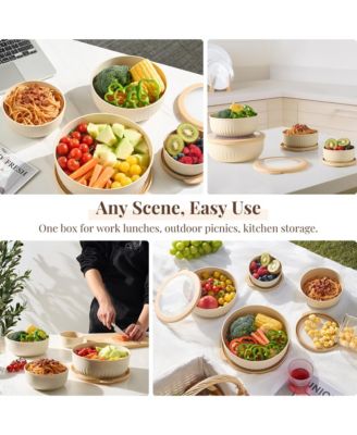 4-Pack Round Stackable Airtight Food Storage Bowls Containers with Lids - for Meal Prep, Leftovers, Freezer, Mixing, Salads