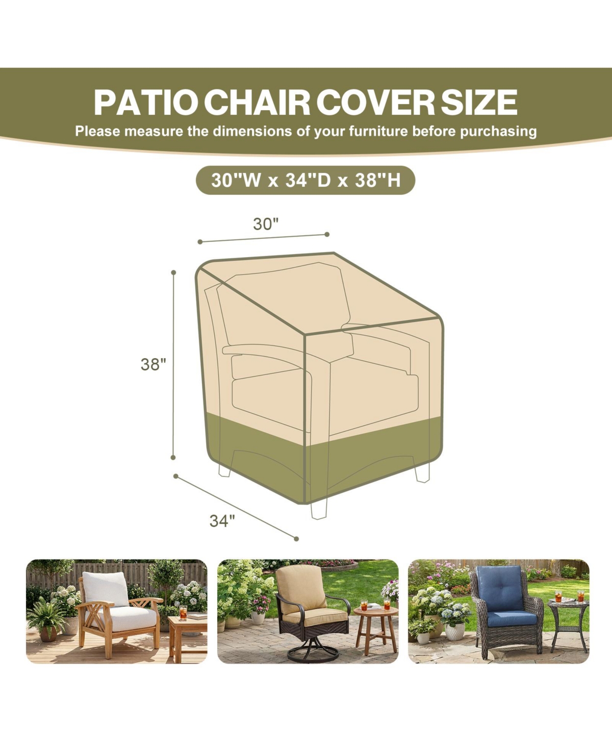 Aoodor Heavy Duty Patio Chair Cover
