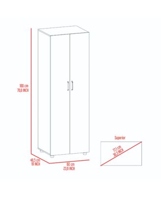 Slim Armoire for Bedroom with 2 Shelves Hanging Rod Double Door