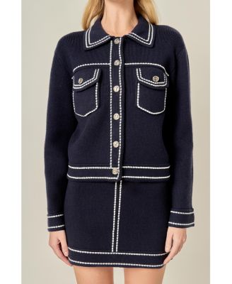 Women's Denim-Look Knit Cardigan