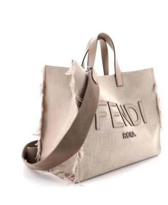 Large Logo Shopper Tote Fringe Canvas